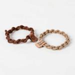 Autumn and winter new milk curry color sticker smiley face simple and versatile girls pill head leather band twist braid