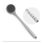 Lohas Custom Logo Soft Silicone Back Shower Bath Body Scrubber Brush with Long Handle Silicone Shower Body Scrubber