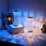 Touch Control Table Light Usb Rechargeable Romantic Rose Led Atmosphere Small Waist Crystal Table Lamp