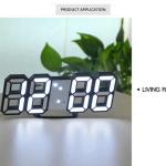 3D LED Table Wall Clock Digital Timer Nightlight Watch Alarm Clock for Warehouse Office Living Room 12/24H Brightness adjustable