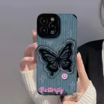 Fashion Denim Leather Butterfly Design Mobile Phone Case Soft Protect Back Cover For Iphone 13 12 11 Pro Max