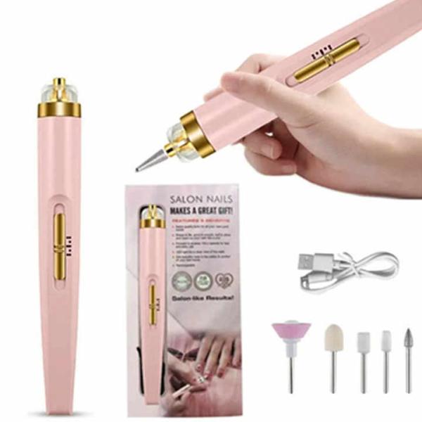 5 in 1 Electric Nail Polish Drill Machine With Light Portable Mini Electric Manicure Art Pen Tools For Gel Remover