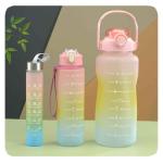 New Sports Water Bottle 3pcs/Set Motivational Water Bottle for Male Female Set 2000ML 900ML 280ML Portable Reusable Summer Cups