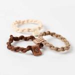 Autumn and winter new milk curry color sticker smiley face simple and versatile girls pill head leather band twist braid