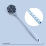 Lohas Custom Logo Soft Silicone Back Shower Bath Body Scrubber Brush with Long Handle Silicone Shower Body Scrubber