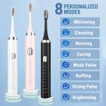 Ipx7 Waterproof Travel Smart Self Cleaning Rechargeable Sonic Electric Toothbrush With Travel Case