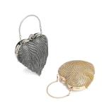 Diamond Evening Bag Shiny Heart Shape Tassel Women Ladies Rhinestone Ladies Bridal Clutch Bags